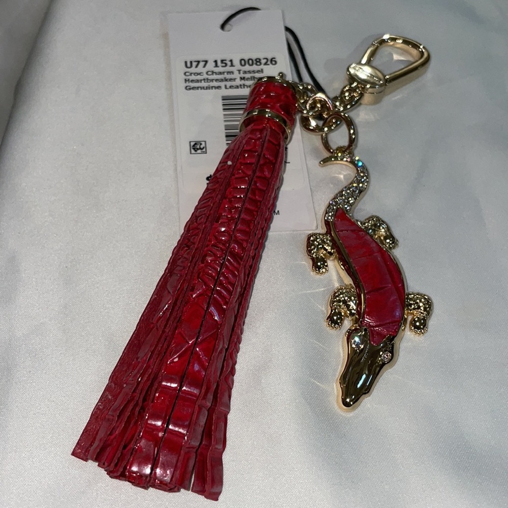 BRAHMIN Heartbreaker Croc Charm Tassel NWT